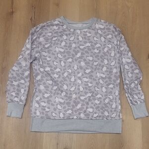 Light Gray and Lavender Leopard Print Sweatshirt
